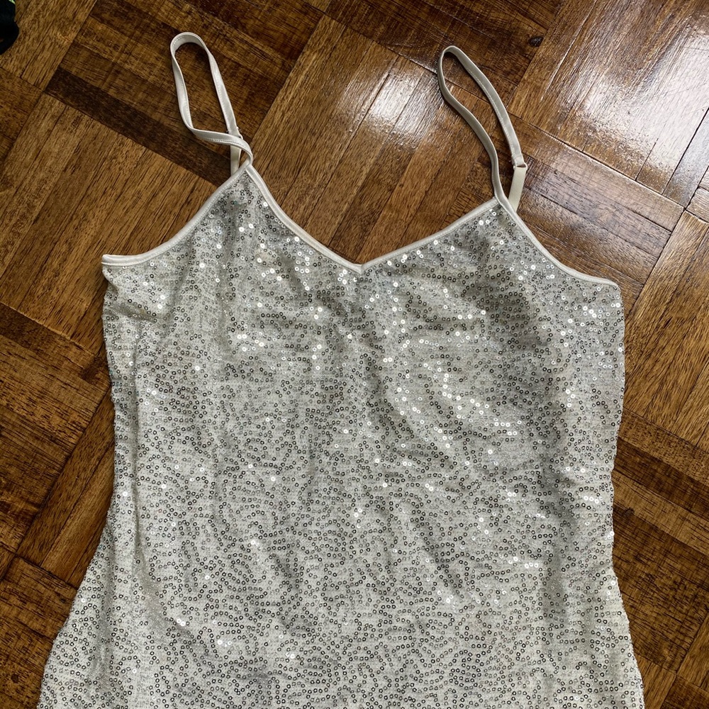 Express white sequin tank top